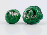 360 degree detail view of sea witch green and silver barnacle earrings with stainless steel ear stud.