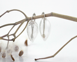 EAR010 Clearly blown glass modified hoop silver earring