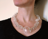 NKL012 For a Time blown glass necklace on neck