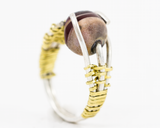 RNG006 traveller ring devitrified glass bead quarter top view