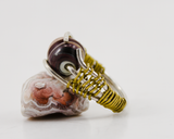 RNG006 traveller sterling silver flameworked glass pebble ring