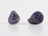360 degree view of flameworked glass earring studs in a deep purple colour.
