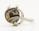 RNG007 order|chaos silver ring hollow flameworked glass quarter top view