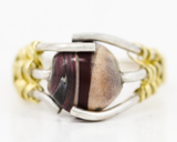 RNG006 traveller sterling silver ring flameworked glass bead top