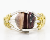 RNG006 traveller sterling silver ring flameworked glass bead top view